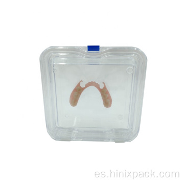 Película elástica de 13x13x5cm Caja de dentadura postiza transparente con membrana